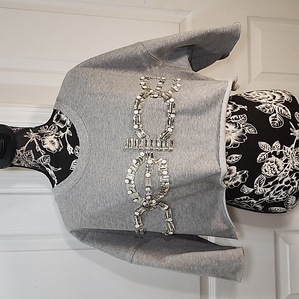 BEBE Cropped Gray Women’s Sweatshirt with BLING Logo